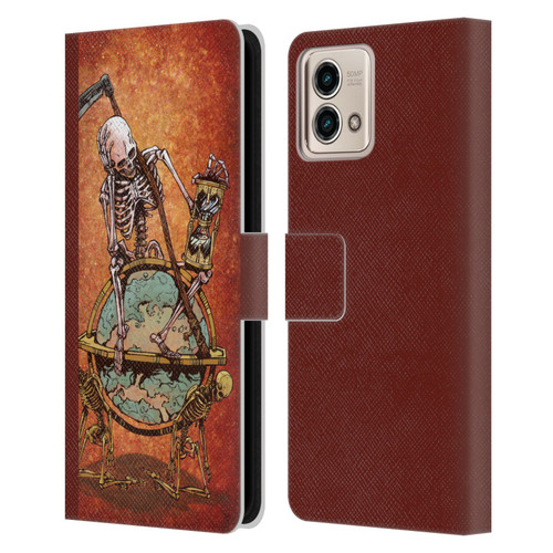 David Lozeau Colourful Art Memento Mori Leather Book Wallet Case Cover For Motorola Moto G Stylus 5G 2023