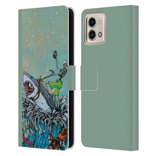 David Lozeau Colourful Art Surfing Leather Book Wallet Case Cover For Motorola Moto G Stylus 5G 2023