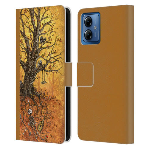 David Lozeau Colourful Art Tree Of Life Leather Book Wallet Case Cover For Motorola Moto G14