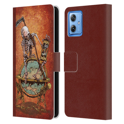 David Lozeau Colourful Art Memento Mori Leather Book Wallet Case Cover For Motorola Moto G54 5G