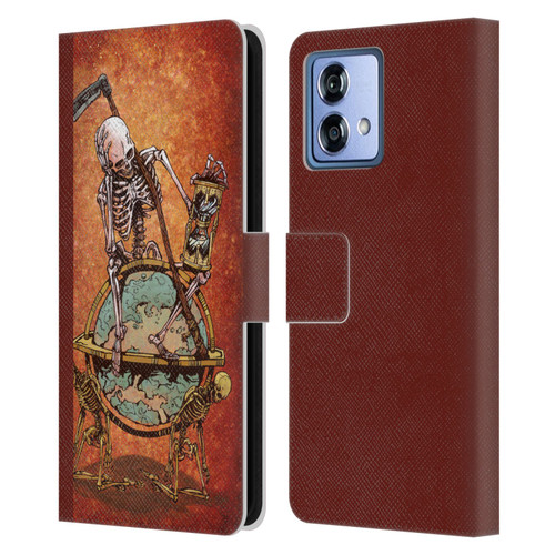 David Lozeau Colourful Art Memento Mori Leather Book Wallet Case Cover For Motorola Moto G84 5G
