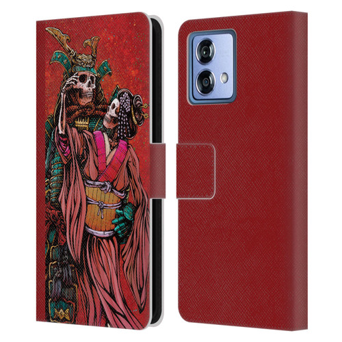 David Lozeau Colourful Art Samurai And Geisha Leather Book Wallet Case Cover For Motorola Moto G84 5G