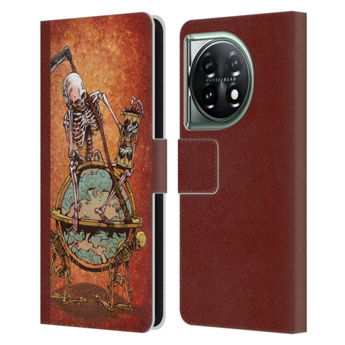 David Lozeau Colourful Art Memento Mori Leather Book Wallet Case Cover For OnePlus 11 5G