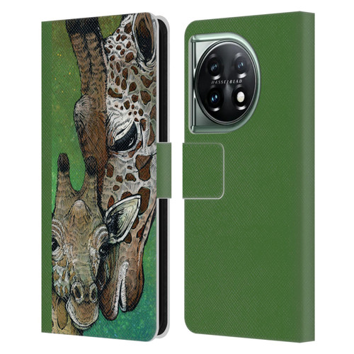 David Lozeau Colourful Art Giraffe Leather Book Wallet Case Cover For OnePlus 11 5G