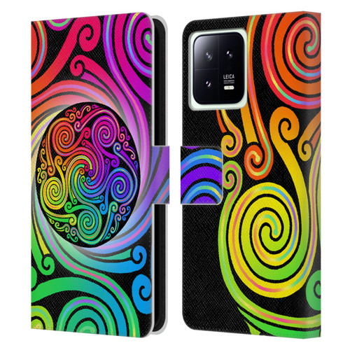 Beth Wilson Rainbow Celtic Knots Spirals Leather Book Wallet Case Cover For Xiaomi 13 5G