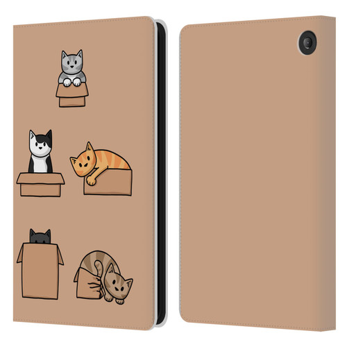 Beth Wilson Doodle Cats 2 Boxes Leather Book Wallet Case Cover For Amazon Fire 7 2022