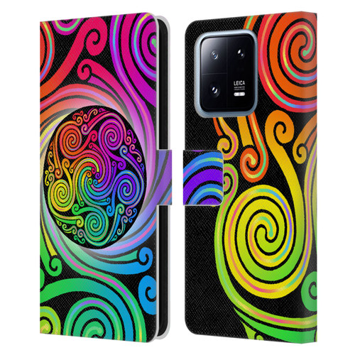 Beth Wilson Rainbow Celtic Knots Spirals Leather Book Wallet Case Cover For Xiaomi 13 Pro 5G