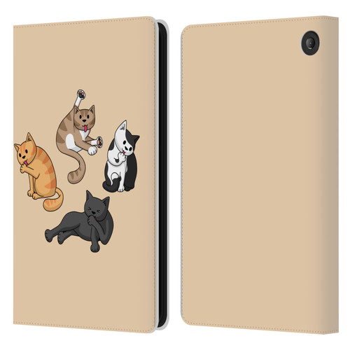 Beth Wilson Doodle Cats 2 Washing Time Leather Book Wallet Case Cover For Amazon Fire 7 2022