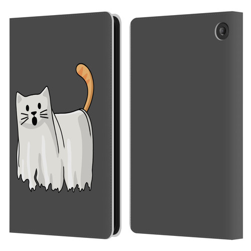 Beth Wilson Doodle Cats 2 Halloween Ghost Leather Book Wallet Case Cover For Amazon Fire 7 2022