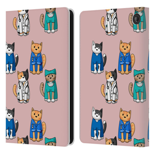 Beth Wilson Doodle Cats 2 Professionals Leather Book Wallet Case Cover For Amazon Fire 7 2022