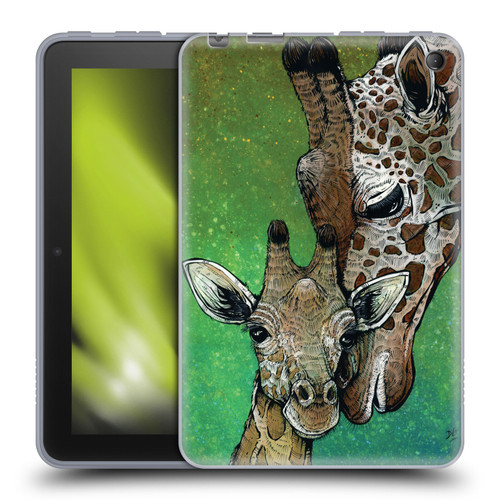 David Lozeau Colourful Art Giraffe Soft Gel Case for Amazon Fire 7 2022