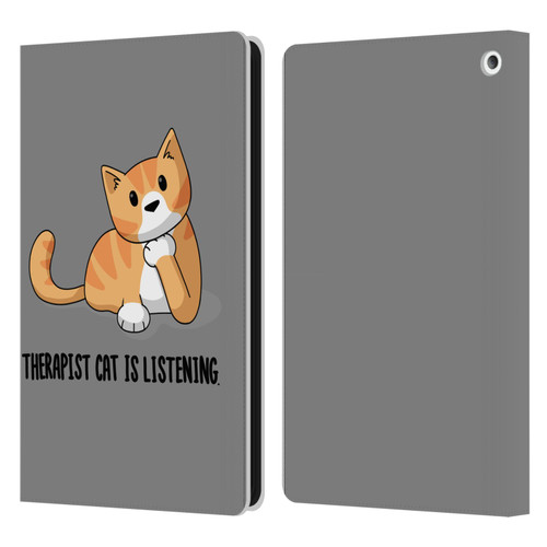 Beth Wilson Doodle Cats 2 Therapist Leather Book Wallet Case Cover For Amazon Fire HD 8/Fire HD 8 Plus 2020