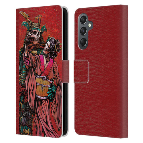 David Lozeau Colourful Art Samurai And Geisha Leather Book Wallet Case Cover For Samsung Galaxy A25 5G