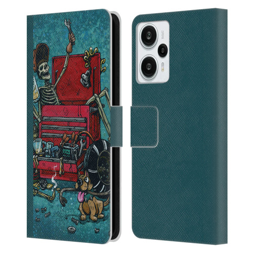 David Lozeau Colourful Art Garage Leather Book Wallet Case Cover For Xiaomi Redmi Note 12T