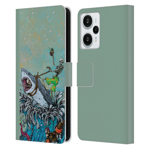 David Lozeau Colourful Art Surfing Leather Book Wallet Case Cover For Xiaomi Redmi Note 12T