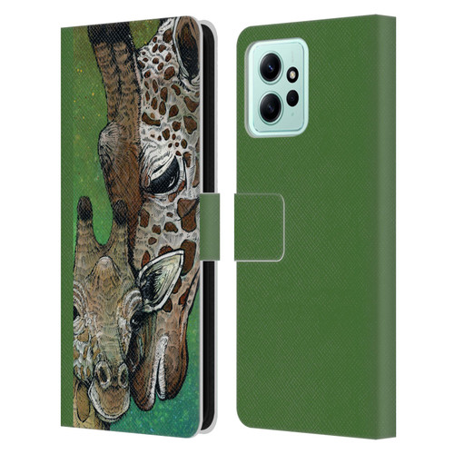 David Lozeau Colourful Art Giraffe Leather Book Wallet Case Cover For Xiaomi Redmi 12