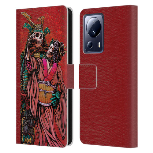 David Lozeau Colourful Art Samurai And Geisha Leather Book Wallet Case Cover For Xiaomi 13 Lite 5G