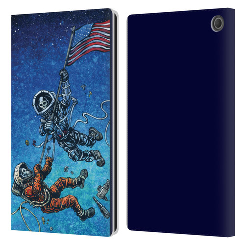 David Lozeau Skeleton Grunge Astronaut Battle Leather Book Wallet Case Cover For Amazon Fire Max 11 2023