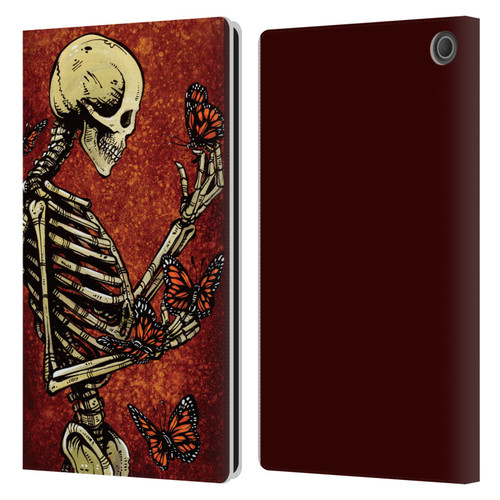 David Lozeau Skeleton Grunge Butterflies Leather Book Wallet Case Cover For Amazon Fire Max 11 2023