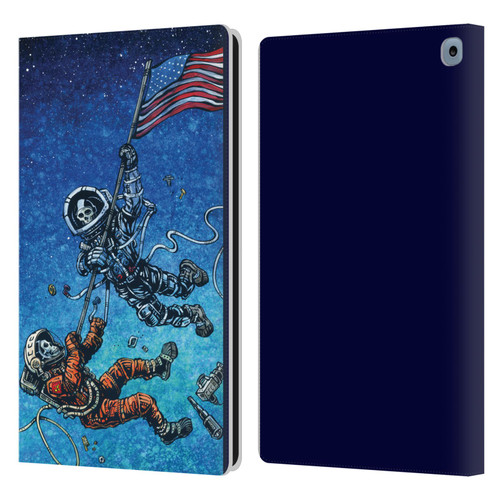 David Lozeau Skeleton Grunge Astronaut Battle Leather Book Wallet Case Cover For Amazon Fire HD 10 / Plus 2021