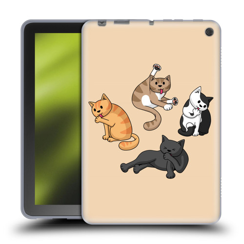Beth Wilson Doodle Cats 2 Washing Time Soft Gel Case for Amazon Fire HD 8/Fire HD 8 Plus 2020