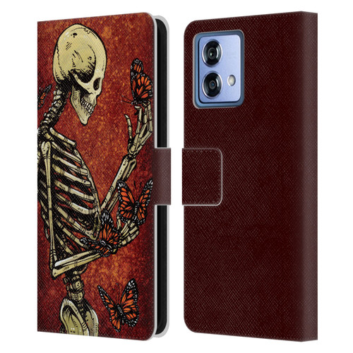 David Lozeau Skeleton Grunge Butterflies Leather Book Wallet Case Cover For Motorola Moto G84 5G