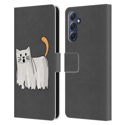 Beth Wilson Doodle Cats 2 Halloween Ghost Leather Book Wallet Case Cover For Samsung Galaxy M54 5G