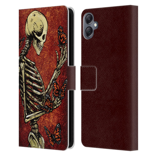 David Lozeau Skeleton Grunge Butterflies Leather Book Wallet Case Cover For Samsung Galaxy A05