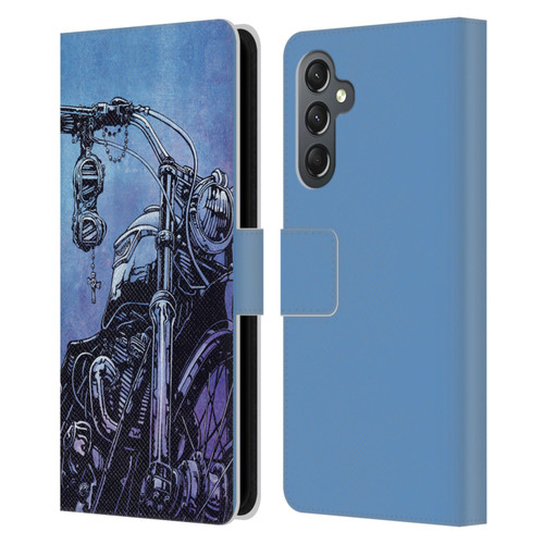 David Lozeau Skeleton Grunge Motorcycle Leather Book Wallet Case Cover For Samsung Galaxy A25 5G