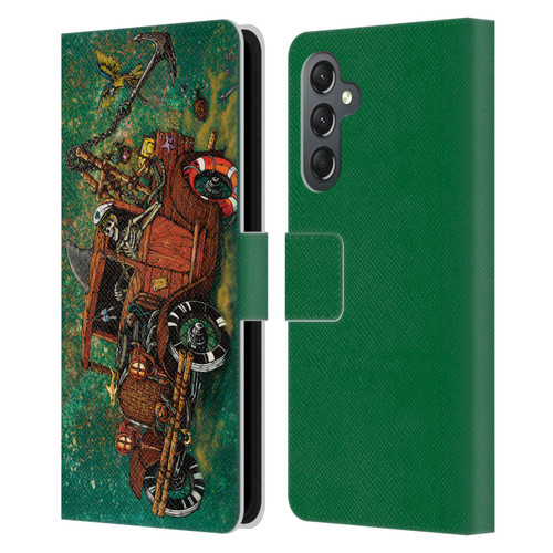 David Lozeau Skeleton Grunge Tiki Towing Leather Book Wallet Case Cover For Samsung Galaxy A25 5G