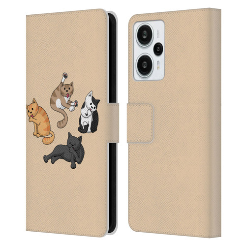 Beth Wilson Doodle Cats 2 Washing Time Leather Book Wallet Case Cover For Xiaomi Redmi Note 12T