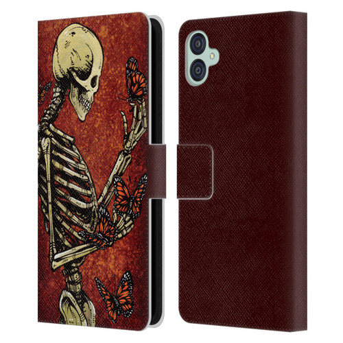 David Lozeau Skeleton Grunge Butterflies Leather Book Wallet Case Cover For Samsung Galaxy M04 5G / A04e
