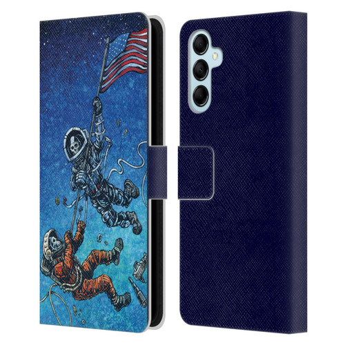 David Lozeau Skeleton Grunge Astronaut Battle Leather Book Wallet Case Cover For Samsung Galaxy M14 5G
