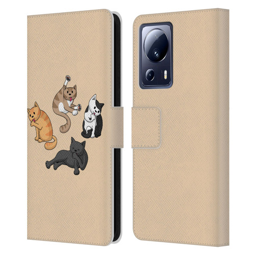 Beth Wilson Doodle Cats 2 Washing Time Leather Book Wallet Case Cover For Xiaomi 13 Lite 5G