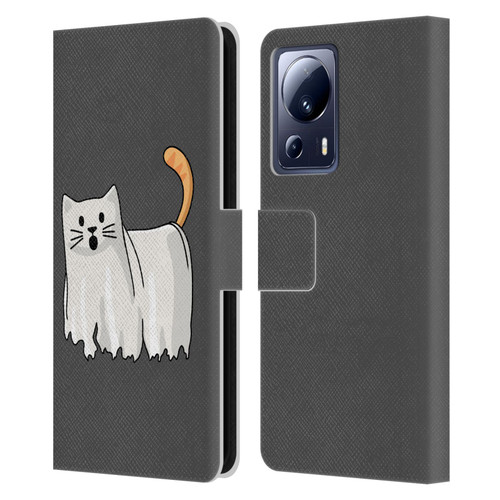 Beth Wilson Doodle Cats 2 Halloween Ghost Leather Book Wallet Case Cover For Xiaomi 13 Lite 5G