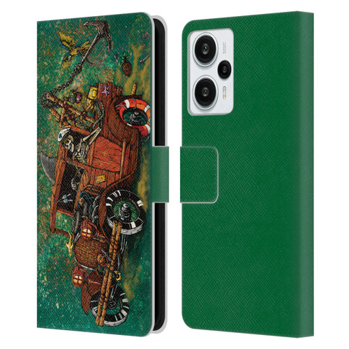 David Lozeau Skeleton Grunge Tiki Towing Leather Book Wallet Case Cover For Xiaomi Redmi Note 12T