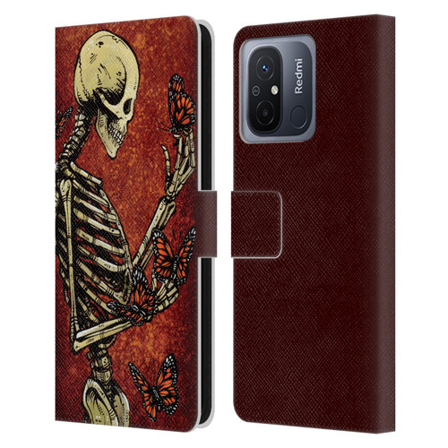 David Lozeau Skeleton Grunge Butterflies Leather Book Wallet Case Cover For Xiaomi Redmi 12C