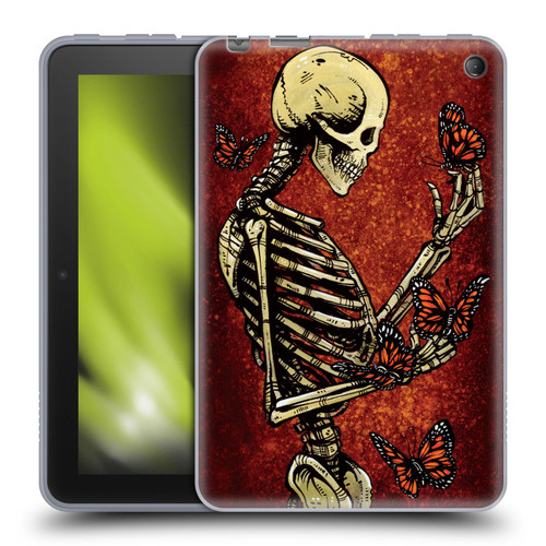 David Lozeau Skeleton Grunge Butterflies Soft Gel Case for Amazon Fire 7 2022