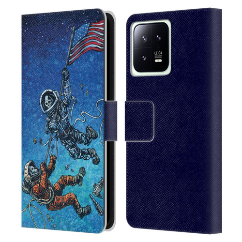 David Lozeau Skeleton Grunge Astronaut Battle Leather Book Wallet Case Cover For Xiaomi 13 5G