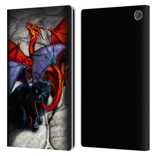 Stanley Morrison Art Bat Winged Black Cat & Dragon Leather Book Wallet Case Cover For Amazon Fire Max 11 2023