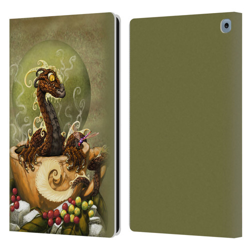 Stanley Morrison Art Brown Coffee Dragon Dragonfly Leather Book Wallet Case Cover For Amazon Fire HD 10 / Plus 2021