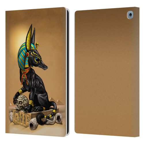 Stanley Morrison Art Egyptian Black Jackal Anubis Leather Book Wallet Case Cover For Amazon Fire HD 10 / Plus 2021