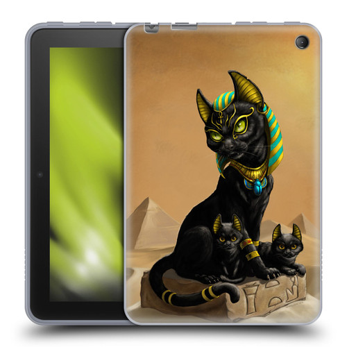 Stanley Morrison Art Egyptian Bastet Cat & Kittens Soft Gel Case for Amazon Fire 7 2022