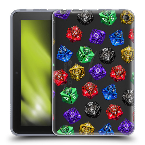 Stanley Morrison Art Six Dragons Gaming Dice Set Soft Gel Case for Amazon Fire 7 2022