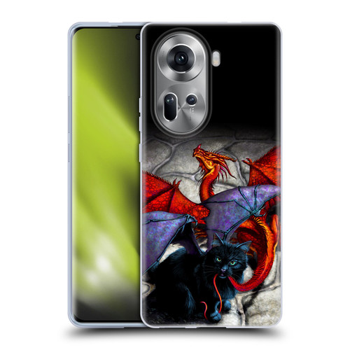 Stanley Morrison Art Bat Winged Black Cat & Dragon Soft Gel Case for OPPO Reno11