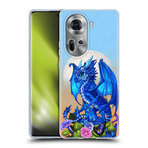 Stanley Morrison Art Blue Sapphire Dragon & Flowers Soft Gel Case for OPPO Reno11