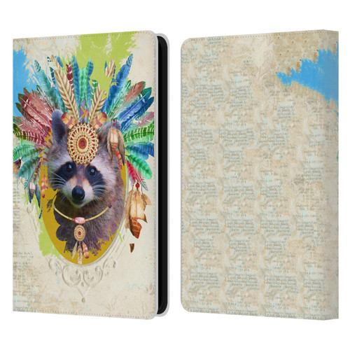 Duirwaigh Boho Animals Raccoon Leather Book Wallet Case Cover For Amazon Kindle Paperwhite 5 (2021)