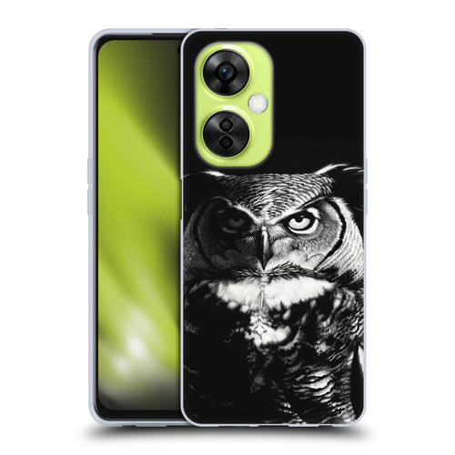 Stanley Morrison Black And White Great Horned Owl Soft Gel Case for OnePlus Nord CE 3 Lite 5G