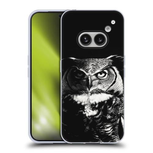 Stanley Morrison Black And White Great Horned Owl Soft Gel Case for Nothing Phone (2a)