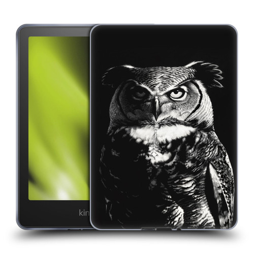 Stanley Morrison Black And White Great Horned Owl Soft Gel Case for Amazon Kindle Paperwhite 5 (2021)